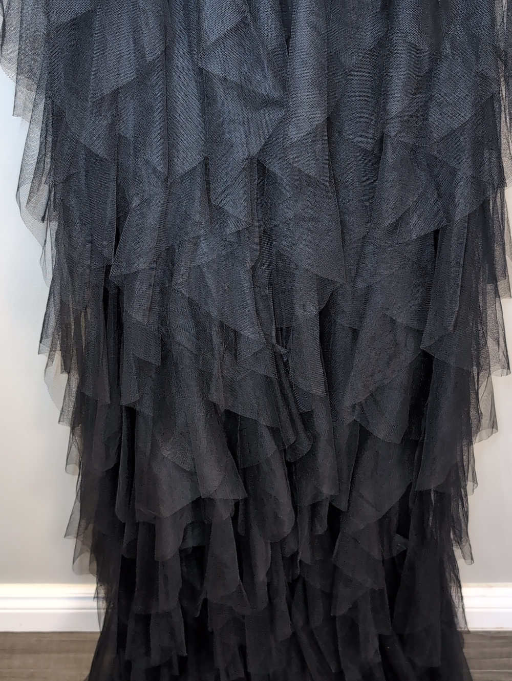 NEW Fashion Nova Anastasia Tulle Maxi Dress Strapless Black Lace Corset Gothic M - Picture 4 of 16